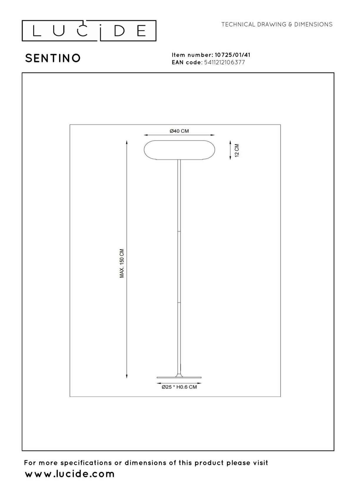 Lucide - SENTINO - Floor lamp - Ø 40 cm - 3xG9 - Taupe - IP20