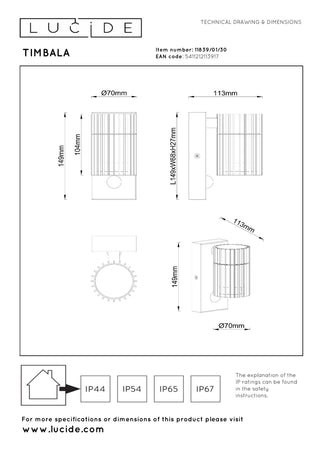 TIMBALA - Spot mural / Applique murale Intérieur/Extérieur - 1xGU10 - IP44 - Détecteur de mouvement et jour/nuit - Noir | Essential