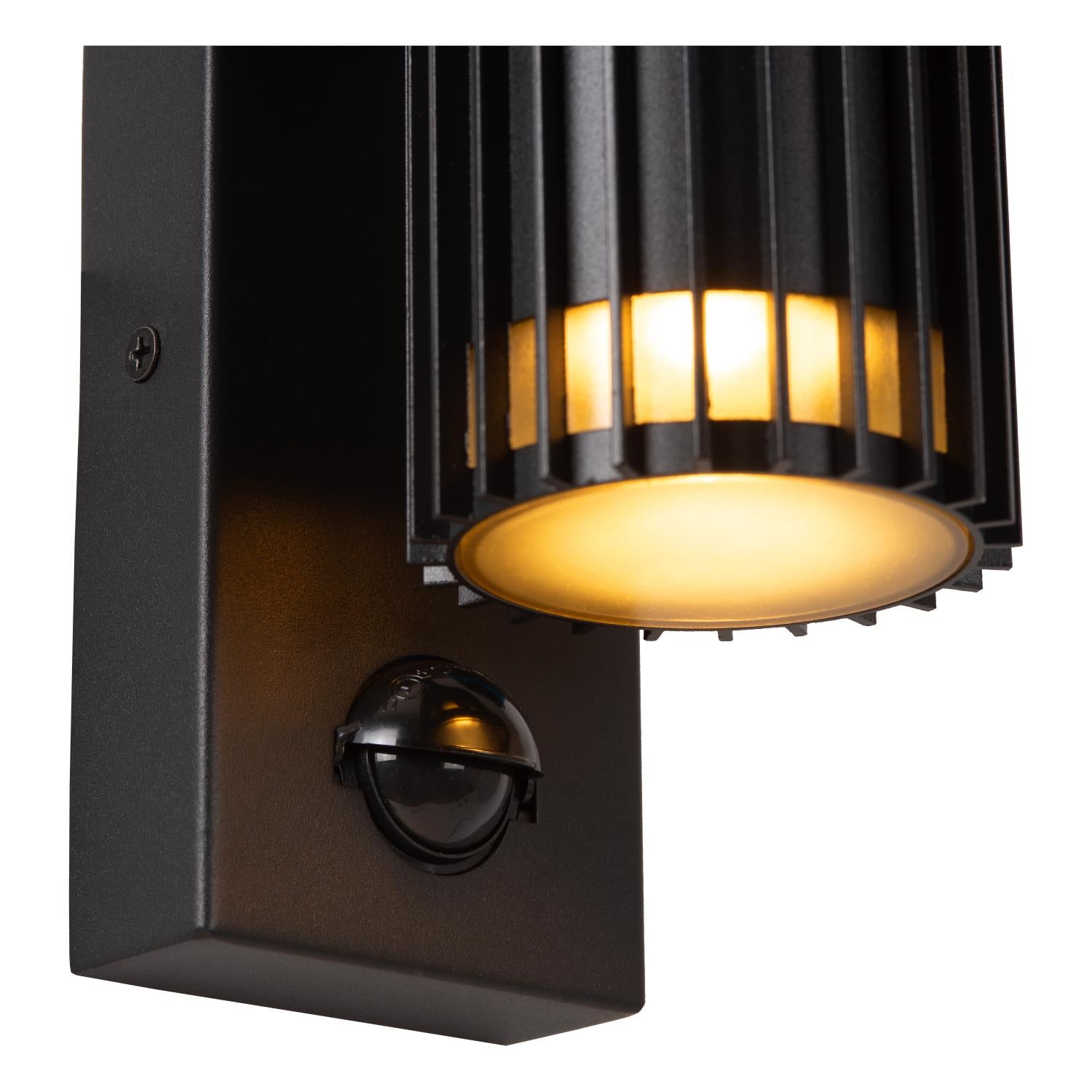 TIMBALA - Wandspot / Wandlamp Binnen/Buiten - 2xGU10 - IP44 - Beweging & dag/nacht sensor - Zwart | Essential
