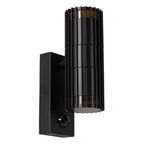 TIMBALA - Wandspot / Wandlamp Binnen/Buiten - 2xGU10 - IP44 - Beweging & dag/nacht sensor - Zwart | Essential