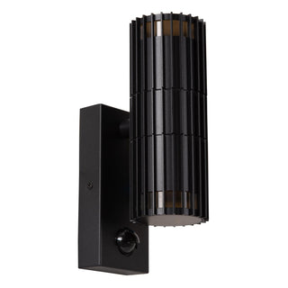 TIMBALA - Wandspot / Wandlamp Binnen/Buiten - 2xGU10 - IP44 - Beweging & dag/nacht sensor - Zwart | Essential