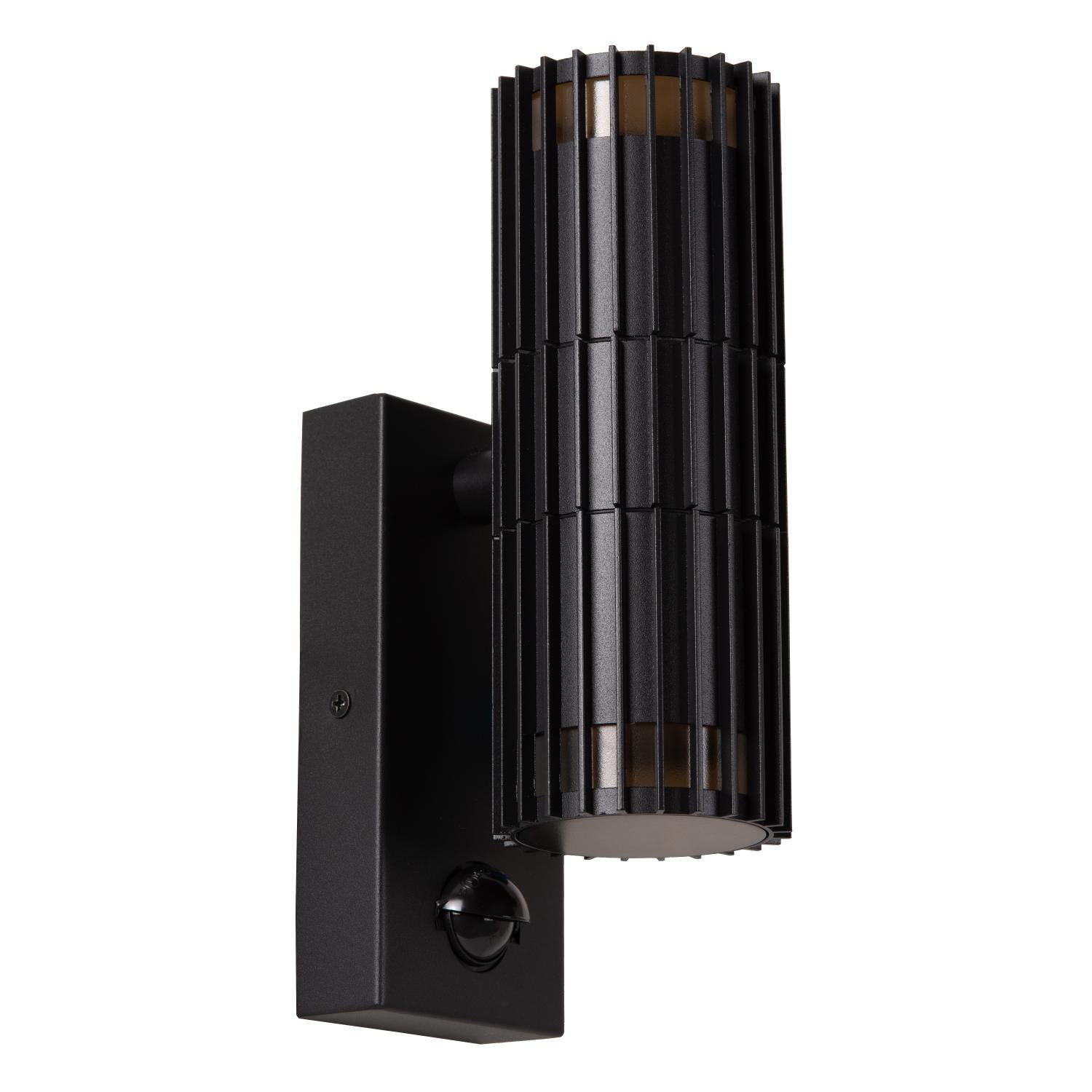 TIMBALA - Wandspot / Wandlamp Binnen/Buiten - 2xGU10 - IP44 - Beweging & dag/nacht sensor - Zwart | Essential