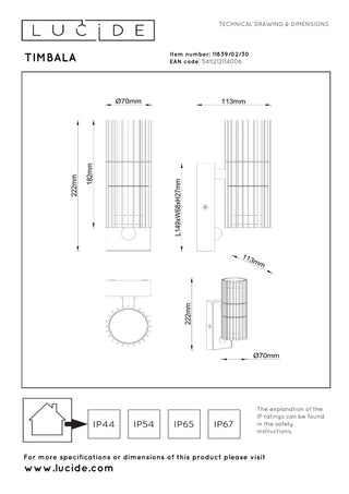 TIMBALA - Wandspot / Wandlamp Binnen/Buiten - 2xGU10 - IP44 - Beweging & dag/nacht sensor - Zwart | Essential