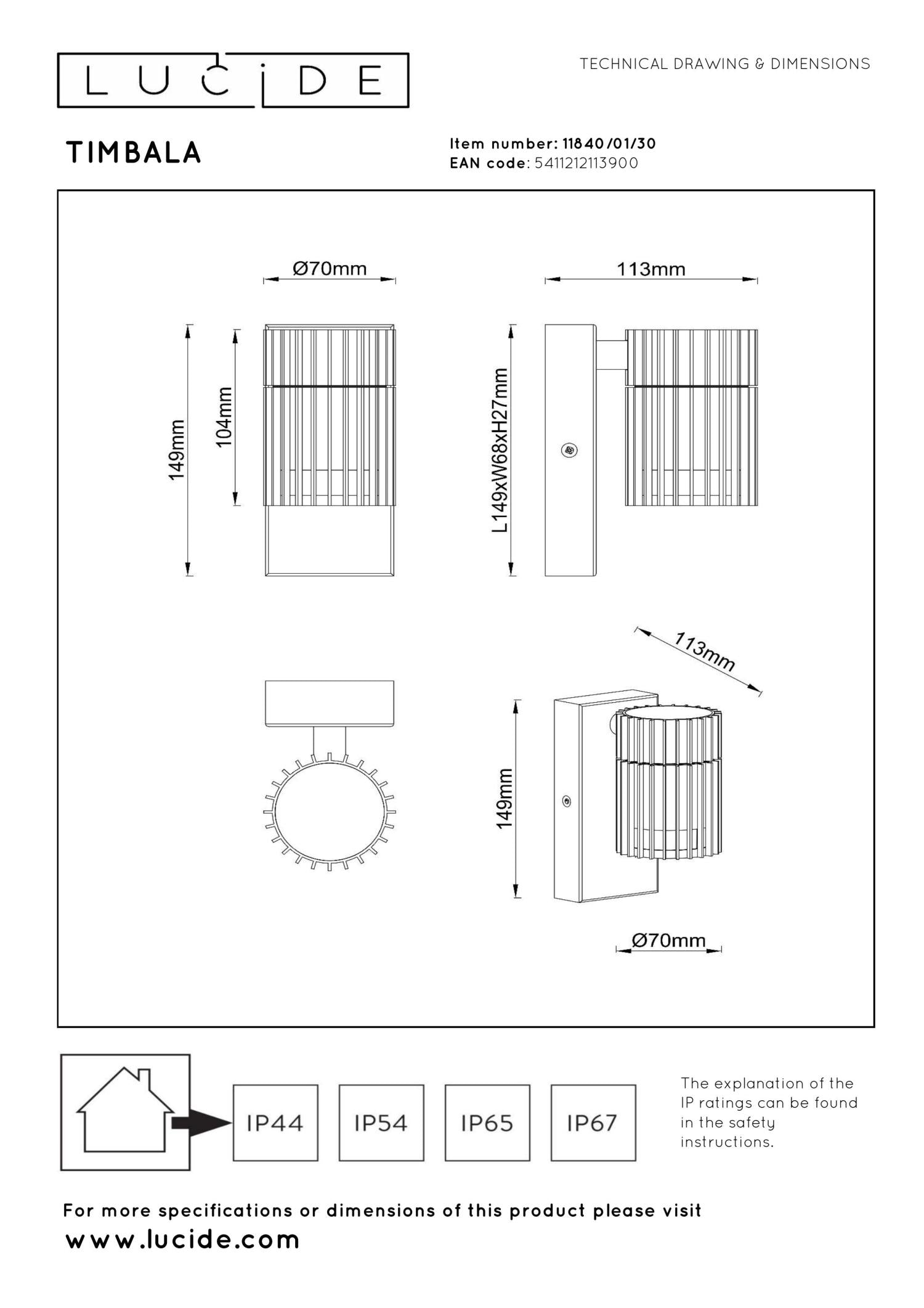TIMBALA - Spot mural / Applique murale Intérieur/Extérieur - 1xGU10 - IP44 - Noir | Essential