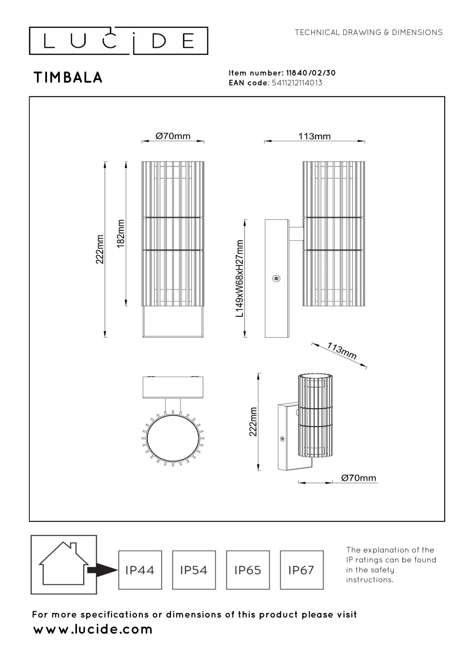 TIMBALA - Spot mural / Applique murale Intérieur/Extérieur - 2xGU10 - IP44 - Noir | Essential