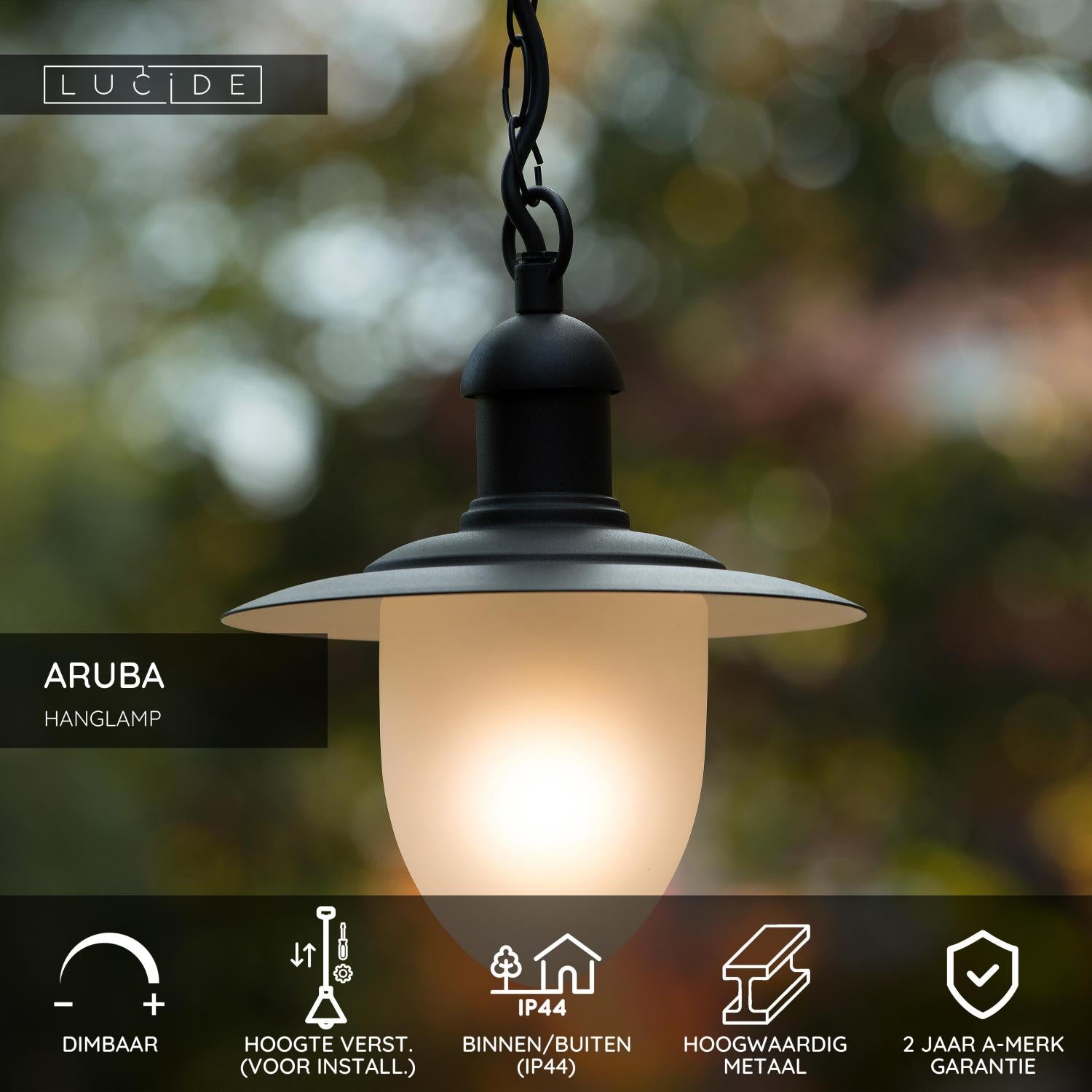 ARUBA - Suspension Intérieur/Extérieur - Ø 25 cm - 1xE27 - IP44 - Noir