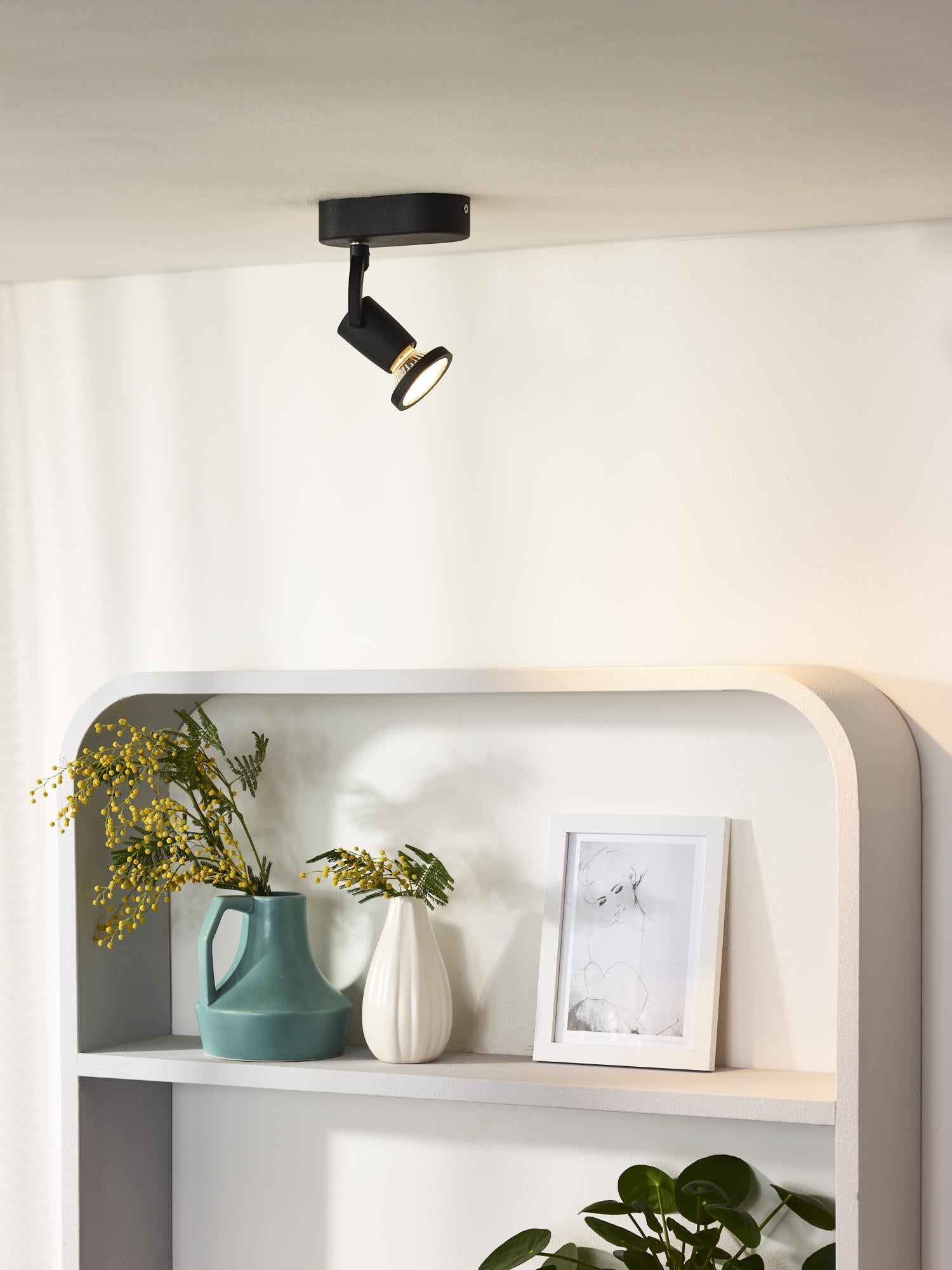 JASTER-LED - Spot plafonnier - LED - GU10 - 1x5W 2700K - Noir
