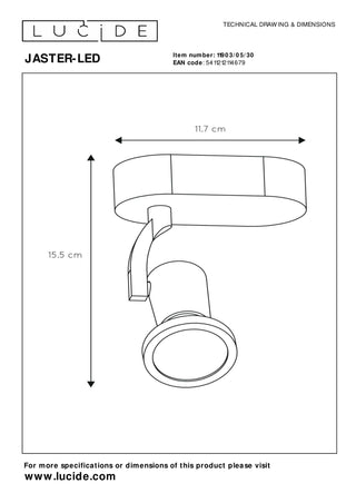 JASTER-LED - Spot plafonnier - LED - GU10 - 1x5W 2700K - Noir