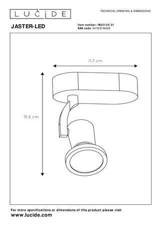 JASTER-LED - Ceiling spot - LED - GU10 - 1x5W 2700K - White