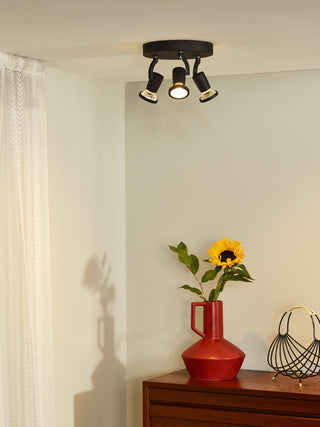 JASTER-LED - Plafondspot - Ø 20 cm - LED - GU10 - 3x5W 2700K - Zwart