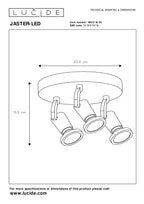 JASTER-LED - Plafondspot - Ø 20 cm - LED - GU10 - 3x5W 2700K - Zwart