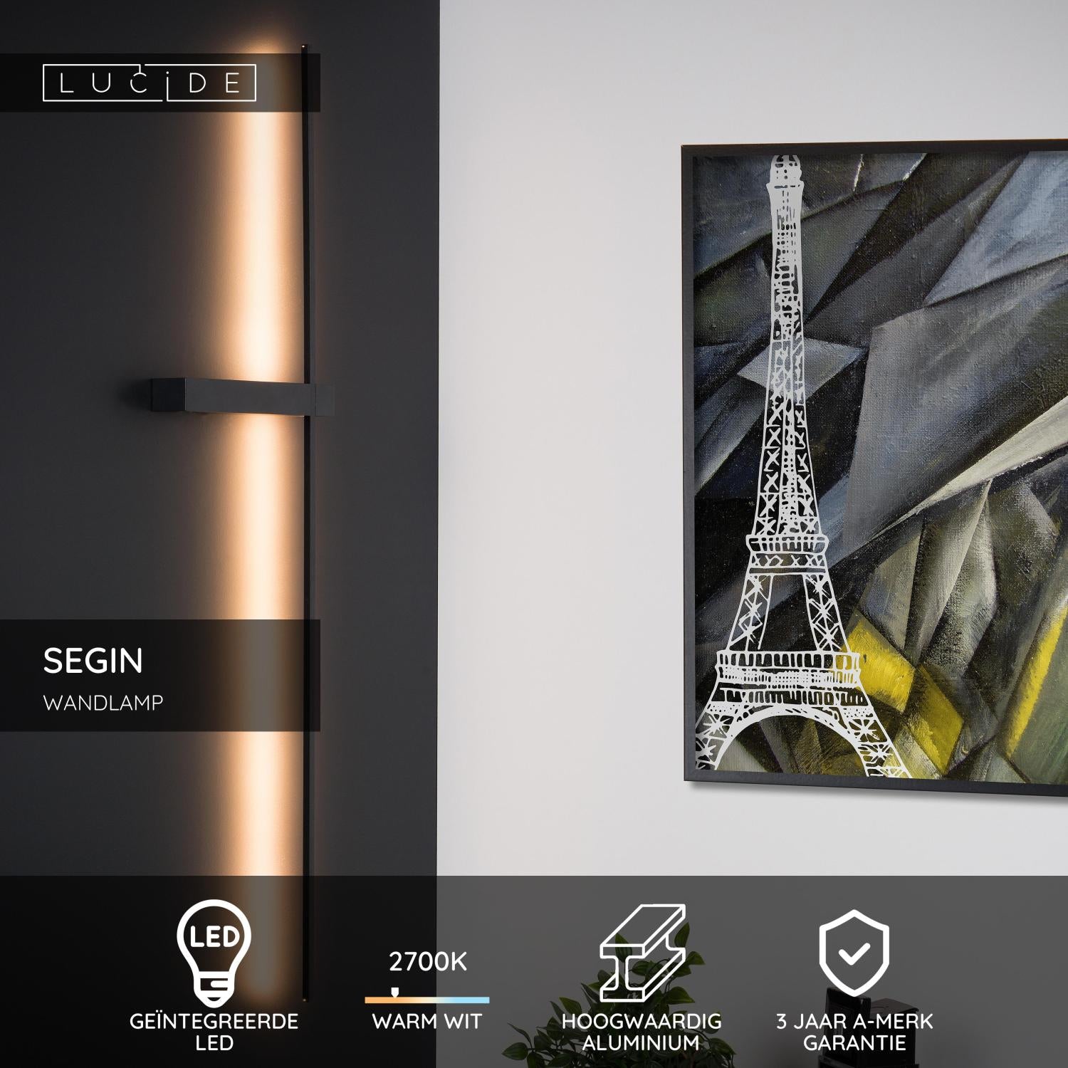 SEGIN - Wandlamp - LED - 1x10W 2700K - Zwart
