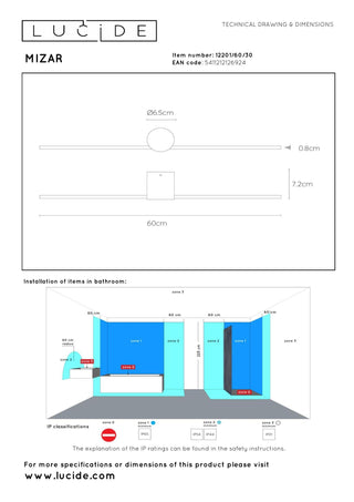MIZAR - Applique murale Salle de bain - LED - 1x6W 2700K - IP44 - Noir