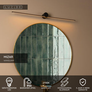 MIZAR - Wandlamp Badkamer - LED - 1x11W 2700K - IP44 - Zwart