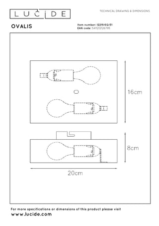 OVALIS - Applique murale - 2xE14 - Blanc