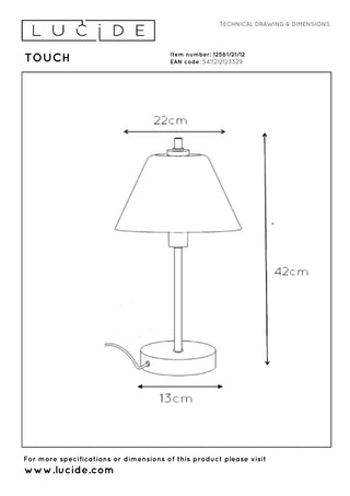 TOUCH - Table lamp - Ø 22 cm - 1xE14 - Matt chrome
