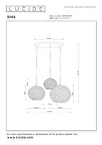 BINA - Suspension - Ø 40 cm - 3xE27 - Blanc