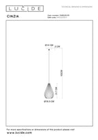 CINZIA - Hanglamp - Ø 18,3 cm - 1xE27 - Wit