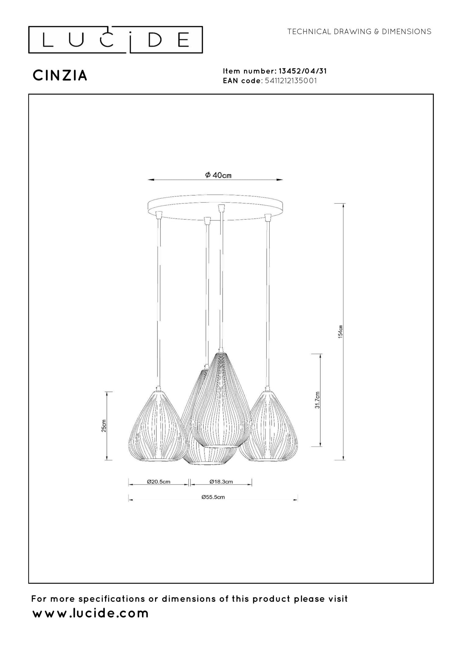 CINZIA - Suspension - Ø 55,5 cm - 4xE27 - Blanc