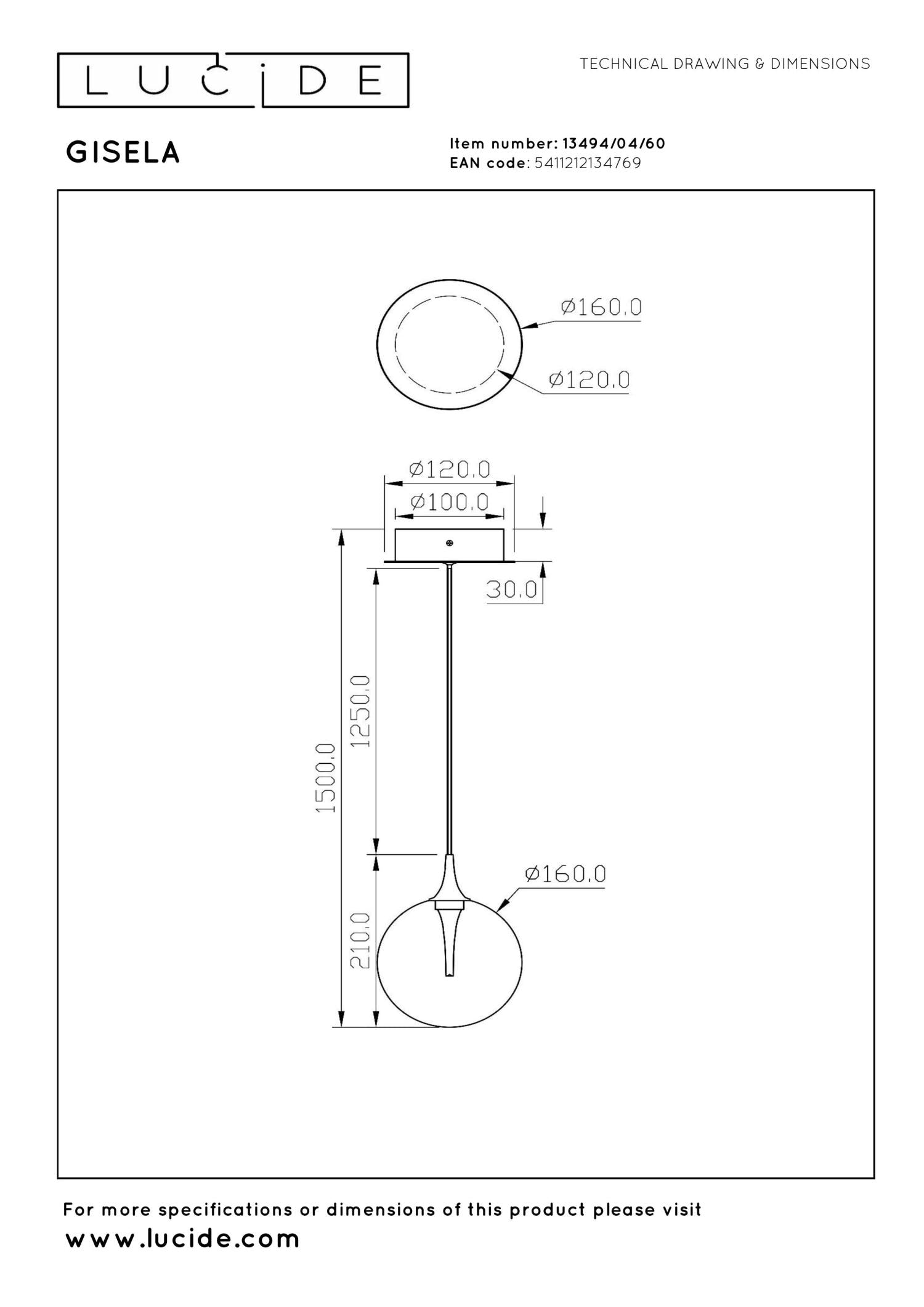 GISELA - Suspension - Ø 16 cm - LED Dimmable - 1x5W 2700K - Transparent