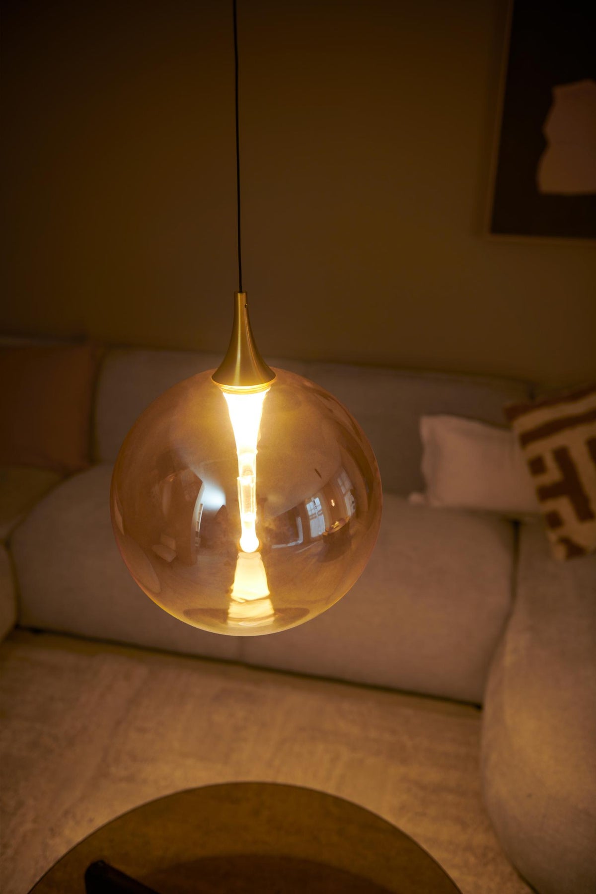 Lucide Premium - GISELA - Hanglamp - Ø 30 cm - LED Dimb. - 1x9,4W 2700K - Amber - IP20