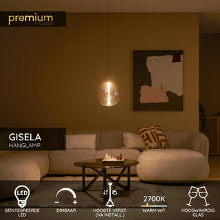 Lucide Premium - GISELA - Hanglamp - Ø 30 cm - LED Dimb. - 1x9,4W 2700K - Amber - IP20