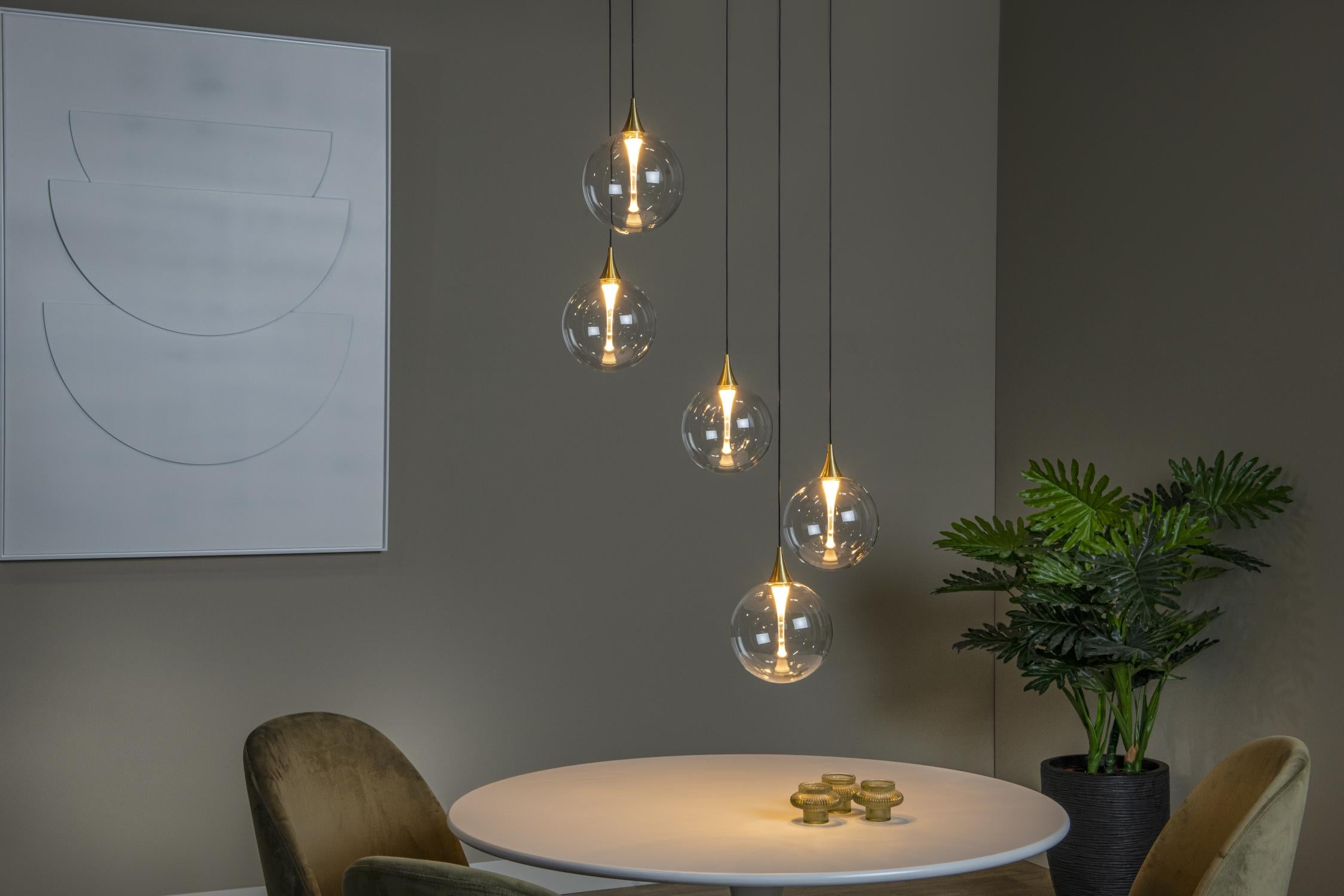 GISELA - Pendant light - Ø 48 cm - LED Dimmable - 5x3,8W 2700K - Transparent