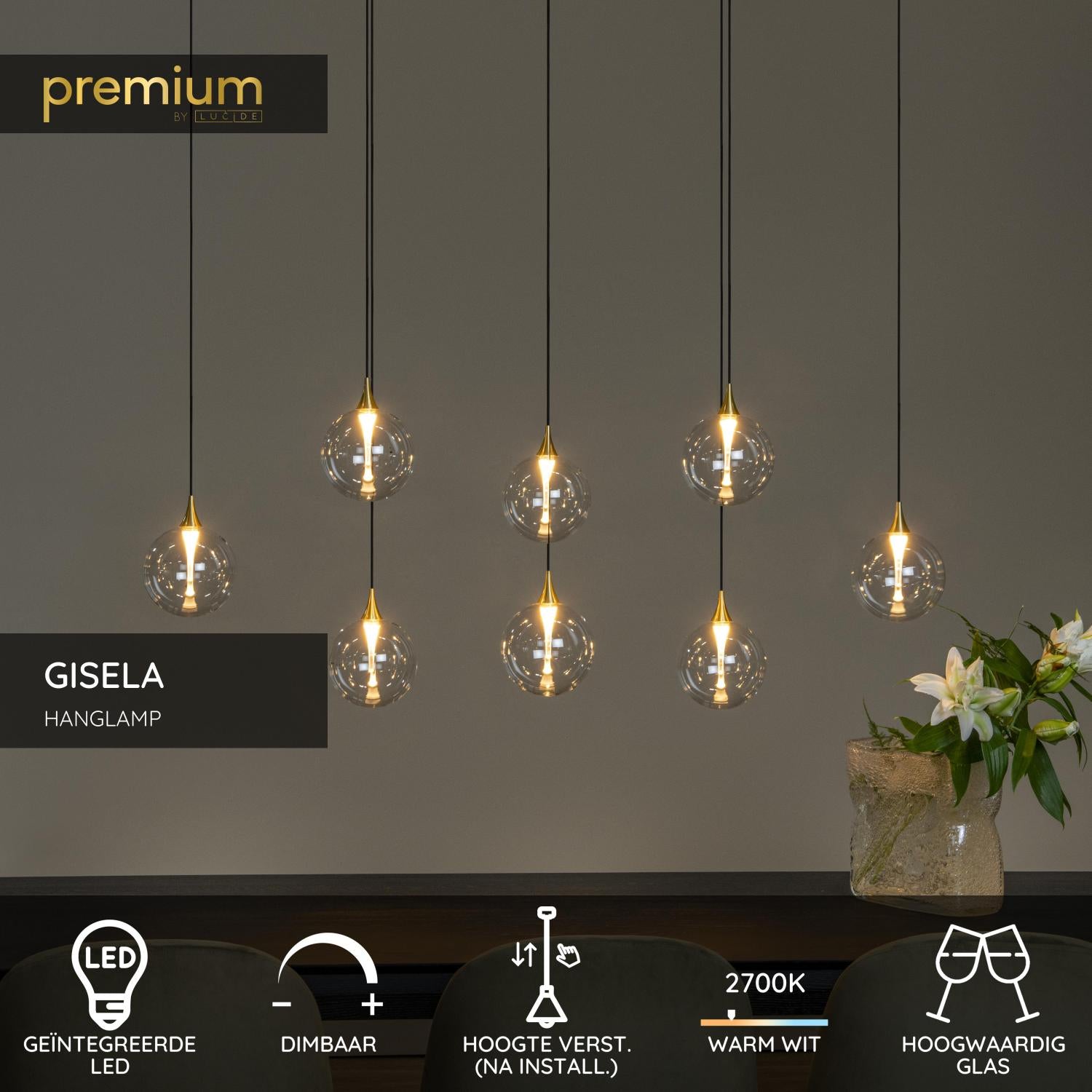 GISELA - Suspension - LED Dimmable - 8x3,9W 2700K - Transparent