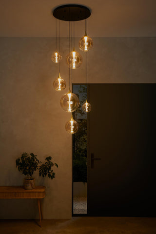 Lucide Premium - GISELA - Hanglamp - Ø 84 cm - LED Dimb. - 2700K - Met vervangbare LED-module - Amber - IP20