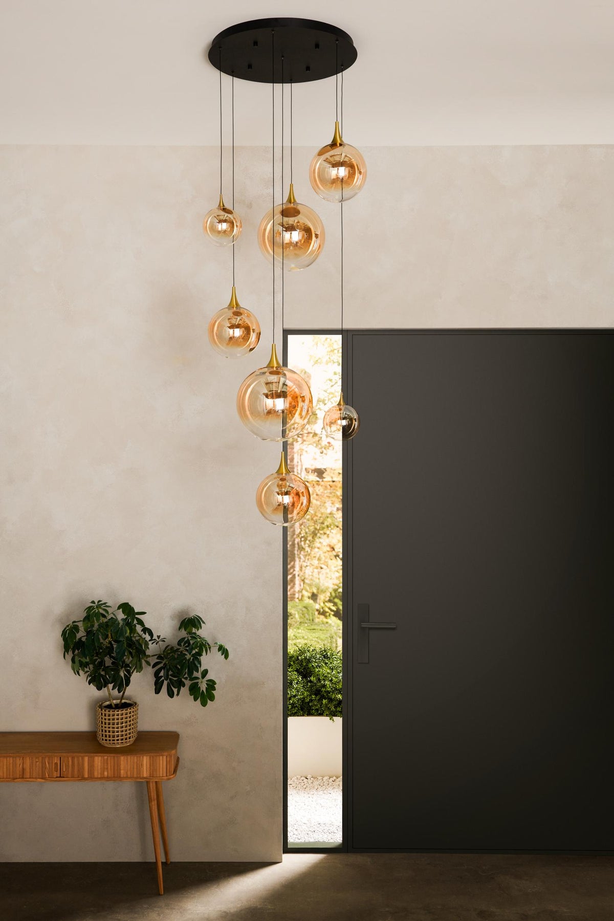 Lucide Premium - GISELA - Hanglamp - Ø 84 cm - LED Dimb. - 2700K - Met vervangbare LED-module - Amber - IP20