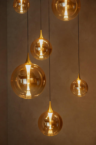 Lucide Premium - GISELA - Hanglamp - Ø 84 cm - LED Dimb. - 2700K - Met vervangbare LED-module - Amber - IP20