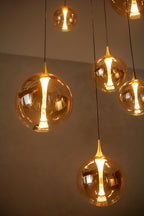 Lucide Premium - GISELA - Hanglamp - Ø 84 cm - LED Dimb. - 2700K - Met vervangbare LED-module - Amber - IP20