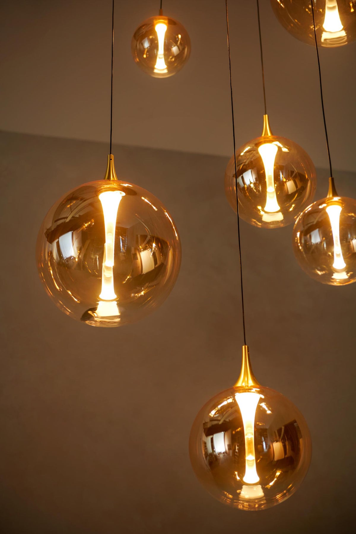 Lucide Premium - GISELA - Hanglamp - Ø 84 cm - LED Dimb. - 2700K - Met vervangbare LED-module - Amber - IP20