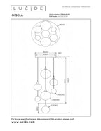 Lucide Premium - GISELA - Hanglamp - Ø 84 cm - LED Dimb. - 2700K - Met vervangbare LED-module - Amber - IP20