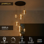 Lucide Premium - GISELA - Hanglamp - Ø 84 cm - LED Dimb. - 2700K - Met vervangbare LED-module - Amber - IP20