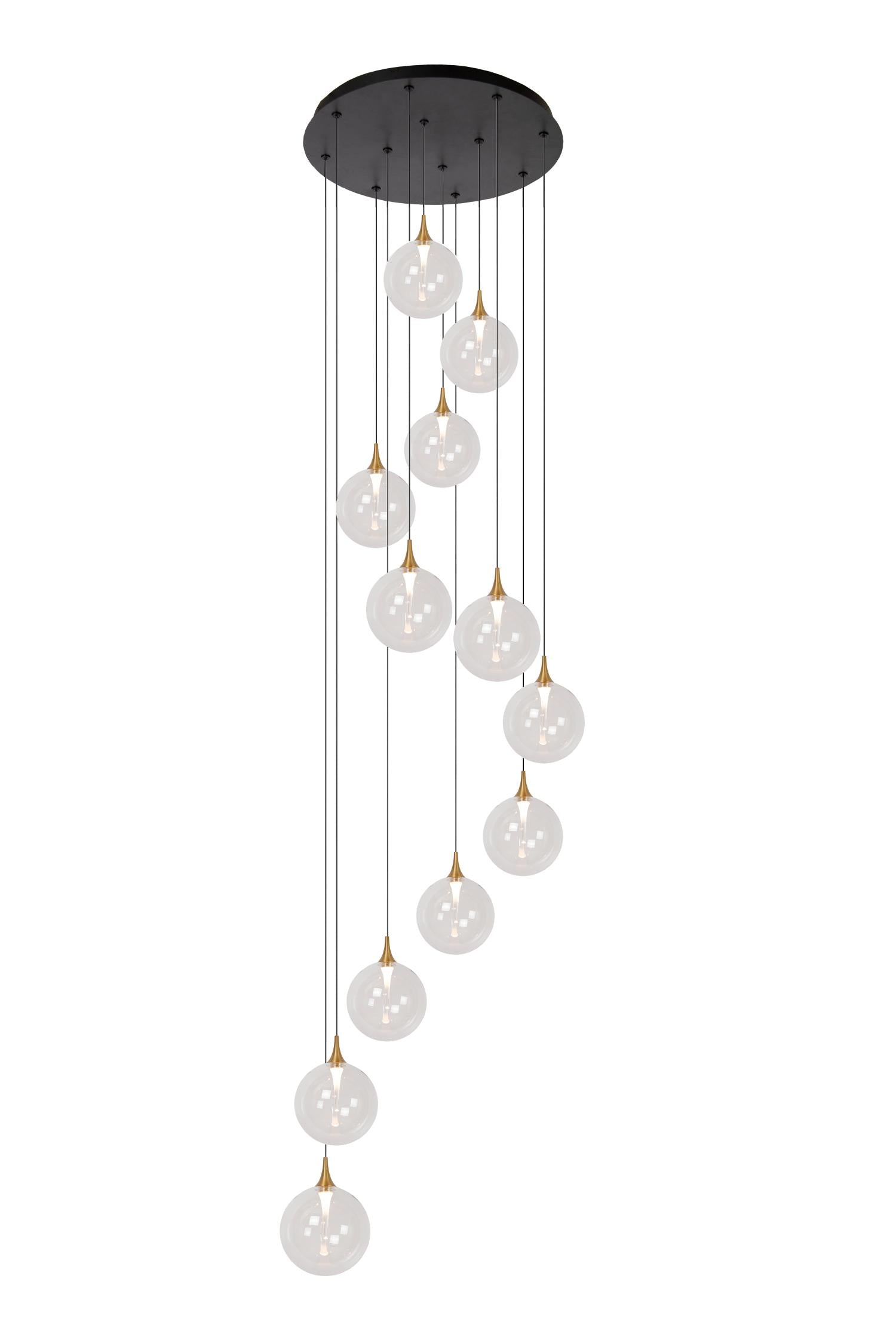 GISELA - Hanglamp - Ø 61 cm - LED Dimb. - 12x3,5W 2700K - Geschikt voor vide en hoge plafonds - Transparant