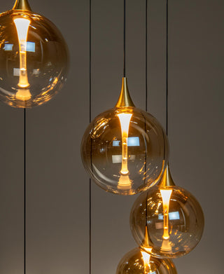 GISELA - Pendant light - Ø 61 cm - LED Dimmable - 12x3,5W 2700K - Suitable for voids and high ceilings - Amber