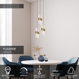 KLIGANDE - Pendant light - Ø 25 cm - LED Dimmable - 3x8W 2700K - Matt Gold / Brass
