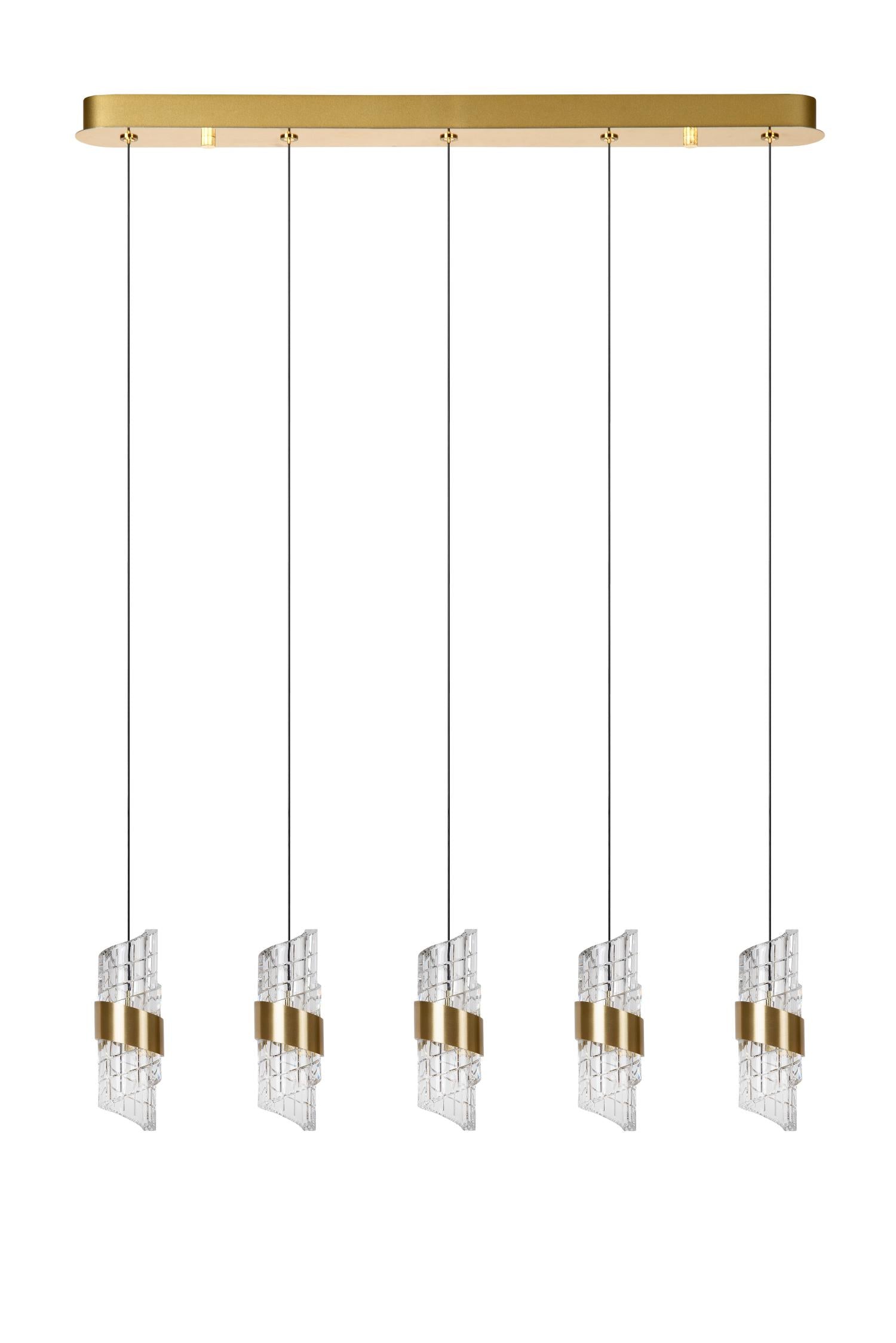KLIGANDE - Hanglamp - LED Dimb. - 5x7,8W 2700K - Mat Goud / Messing