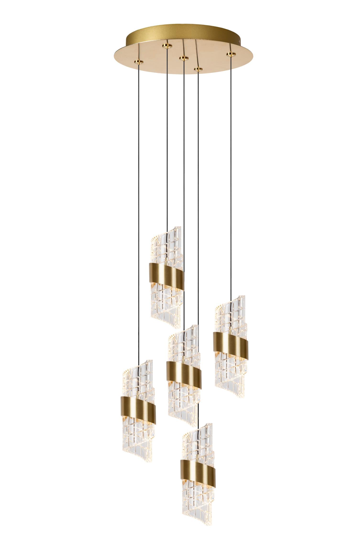 KLIGANDE - Pendant light - Ø 30 cm - LED Dimmable - 5x8W 2700K - Matt Gold / Brass