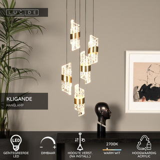 KLIGANDE - Pendant light - Ø 30 cm - LED Dimmable - 5x8W 2700K - Matt Gold / Brass