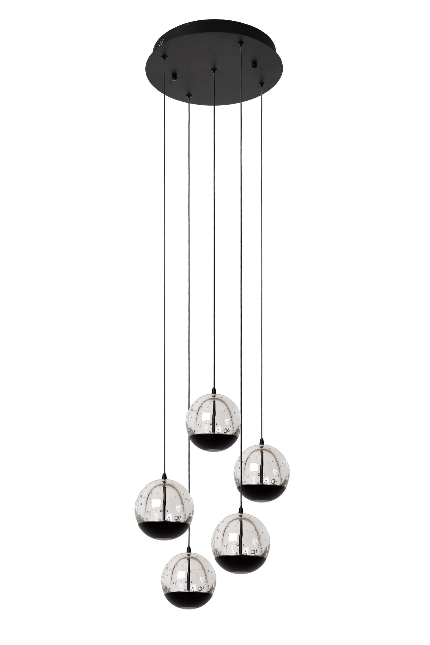 SENTUBAL - Pendant light - Ø 35 cm - LED Dimmable - 5x5.2W 2700K - Black