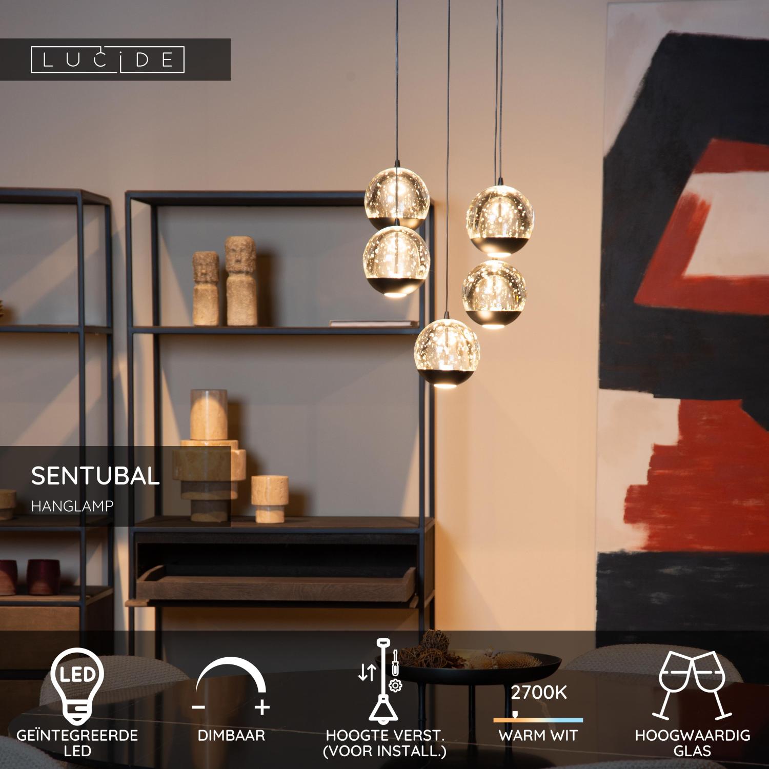 SENTUBAL - Pendant light - Ø 35 cm - LED Dimmable - 5x5.2W 2700K - Black