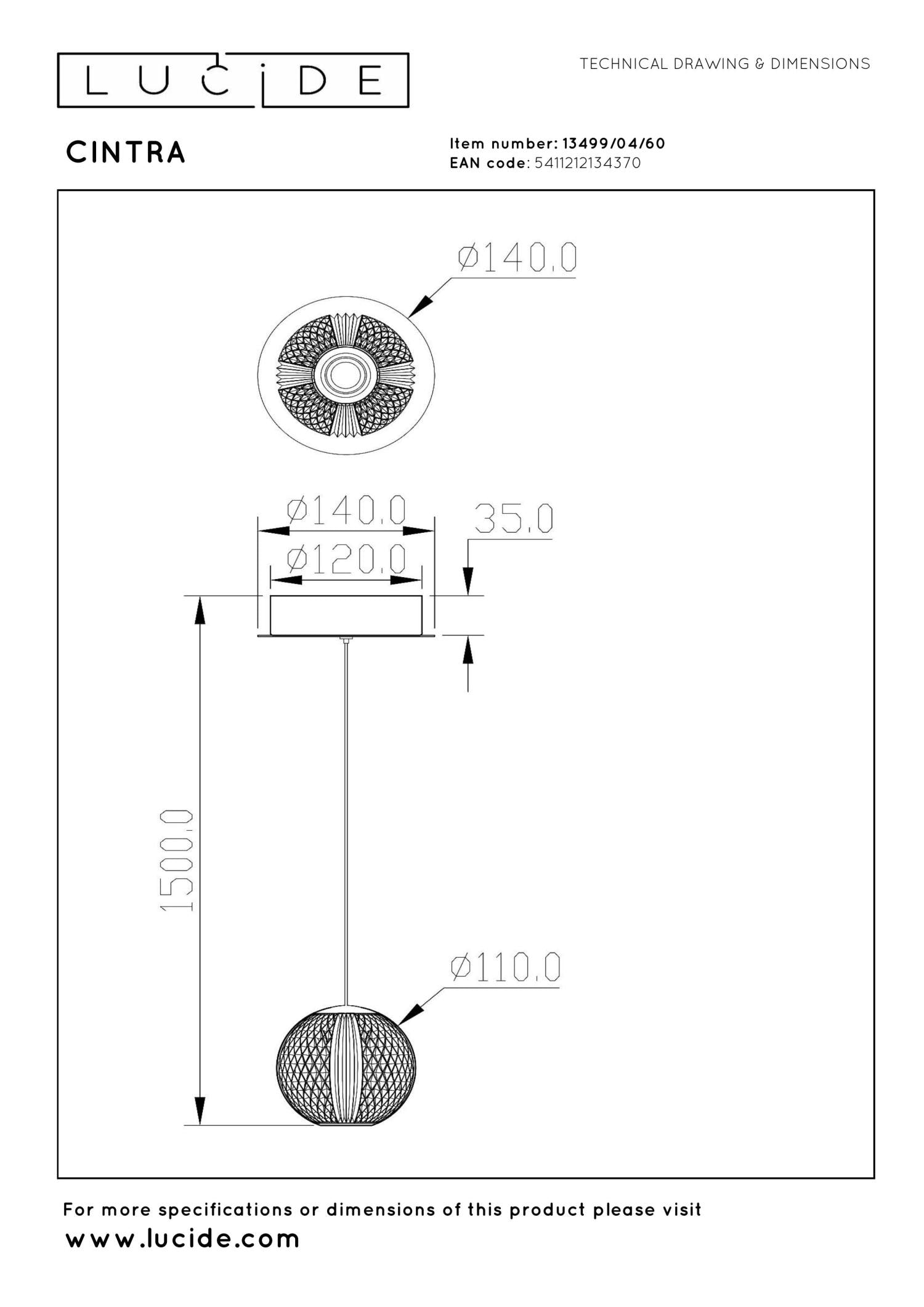 CINTRA - Pendant light - Ø 14 cm - LED - 1x5.7W 2700K - Transparent