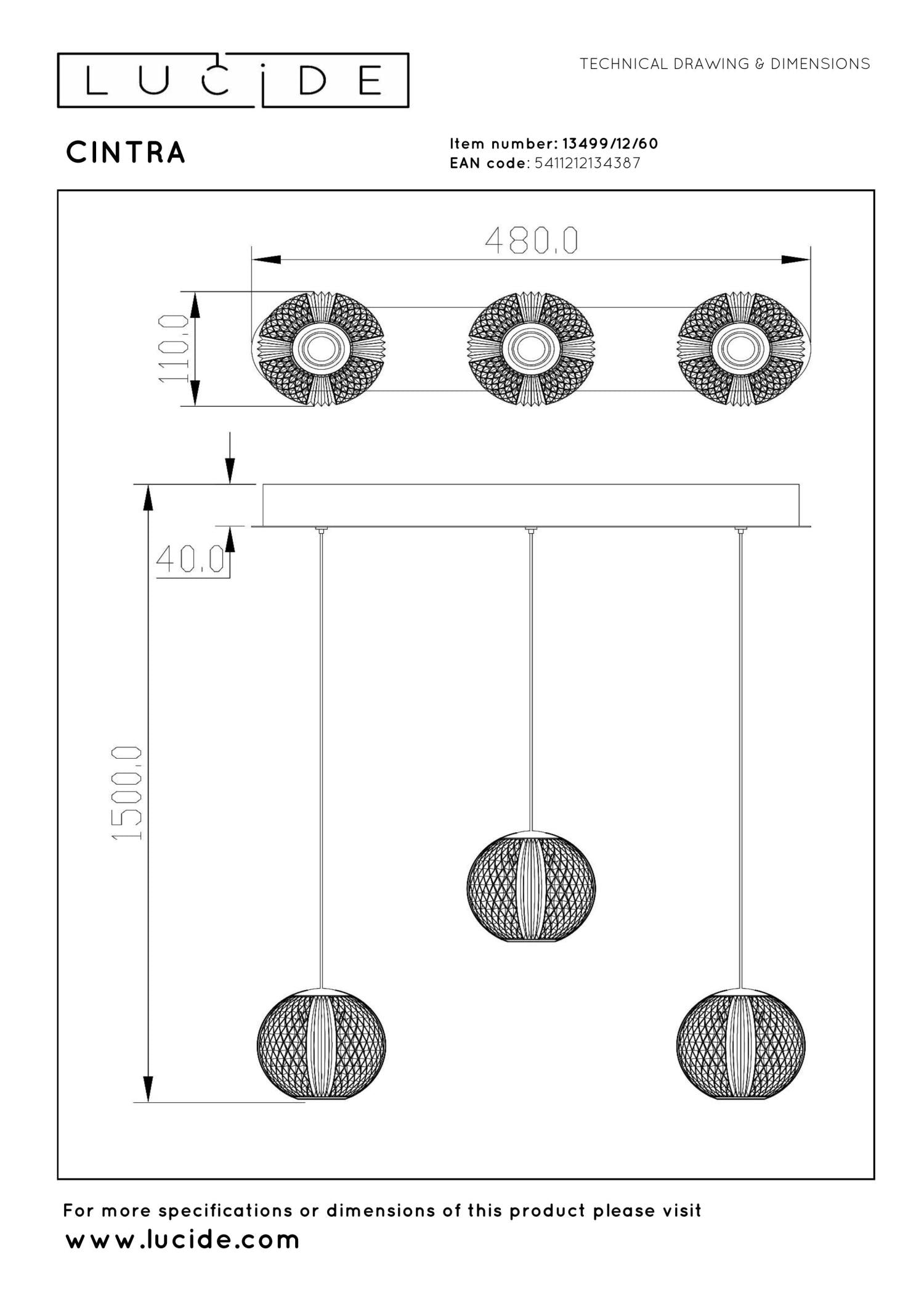 CINTRA - Pendant light - LED Dimmable - 3x4.7W 2700K - Transparent
