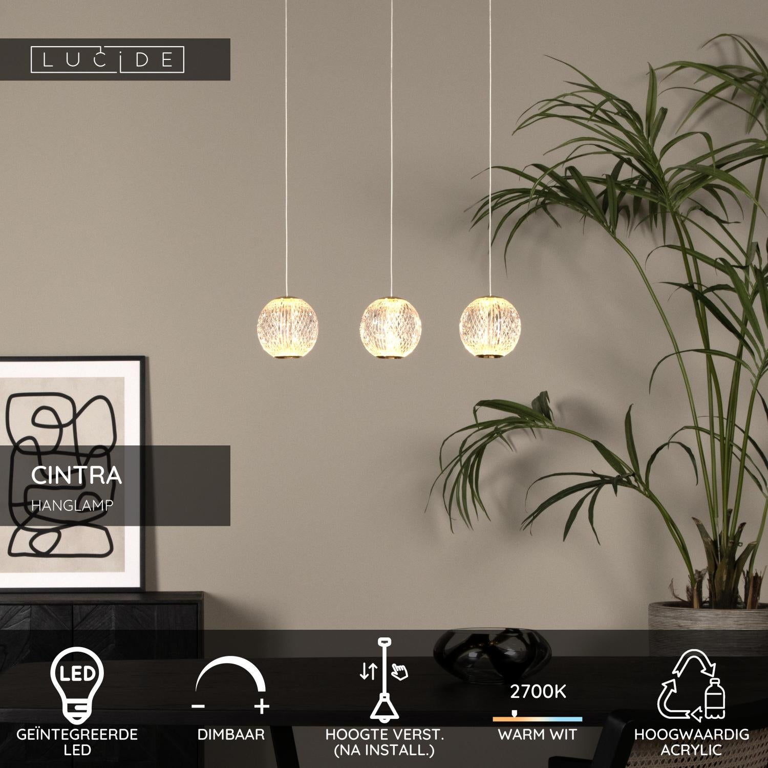CINTRA - Pendant light - LED Dimmable - 3x4.7W 2700K - Transparent