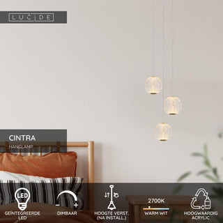 CINTRA - Pendant light - Ø 25 cm - LED Dimmable - 3x4.7W 2700K - Transparent