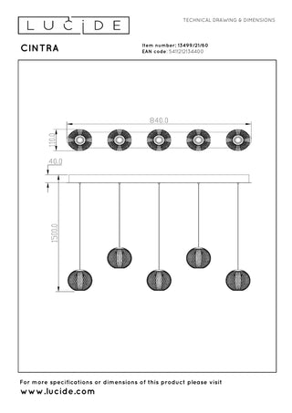 CINTRA - Suspension - LED Var. - 5x4,7W 2700K - Transparent