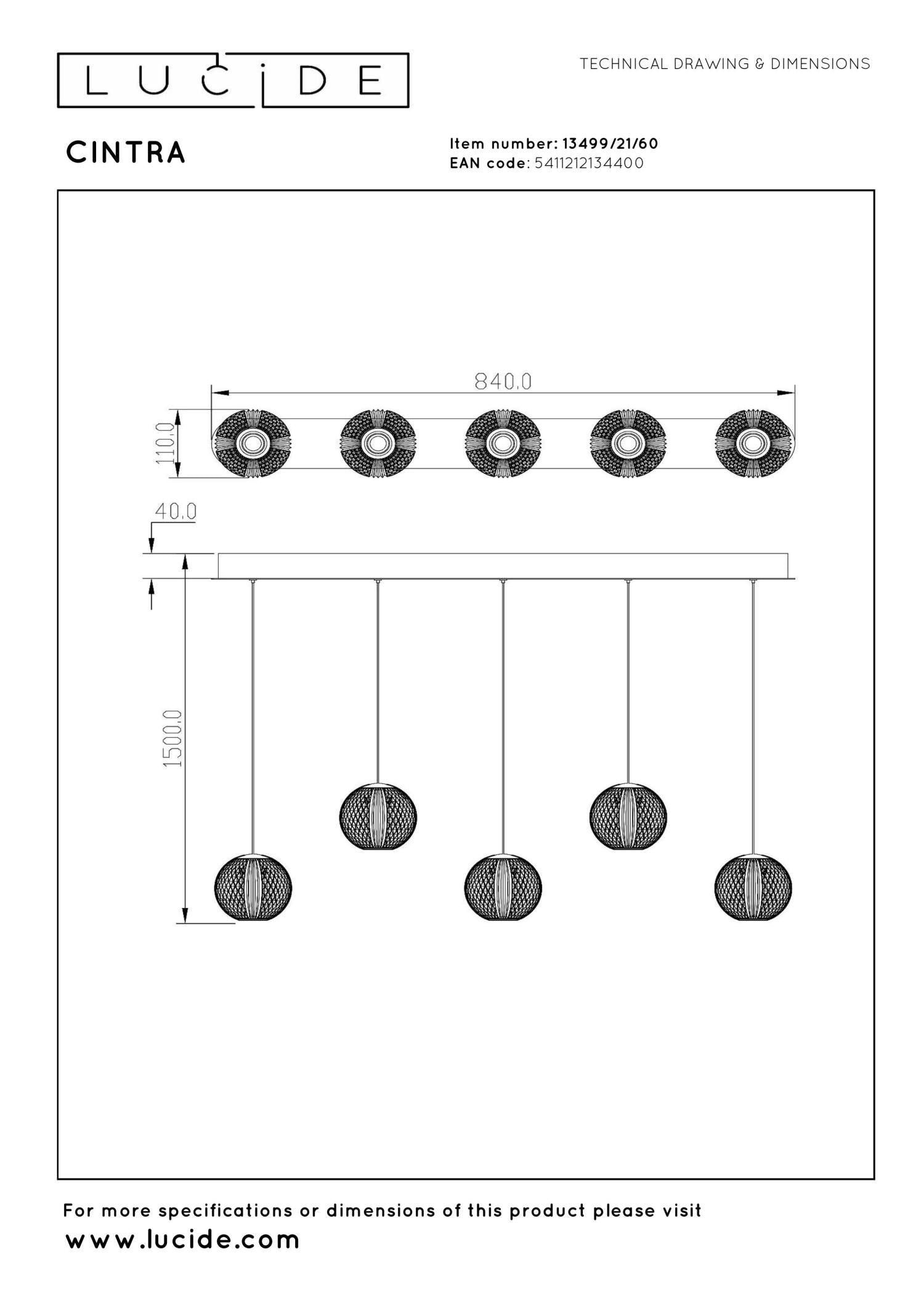 CINTRA - Suspension - LED Var. - 5x4,7W 2700K - Transparent