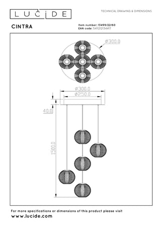 CINTRA - Suspension - Ø 32 cm - LED Var. - 5x4,7W 2700K - Transparent